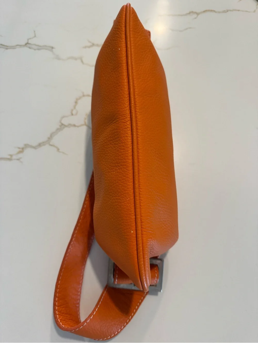 Vera Pelle Orange Leather Shoulder Bag - Picture 4 of 11